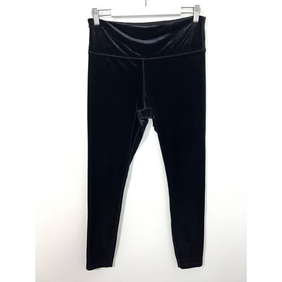 Athleta Black Elevation Velvet Tights Skinny Pants Leggings Size L - Picture 2 of 6